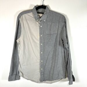 Club Monaco Men's Slim Fit Gray Long Sleeve Button Down Shirt Size Medium Cotton
